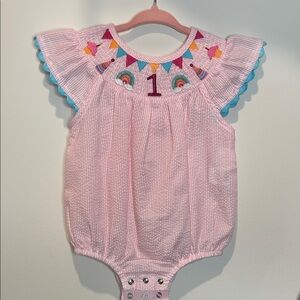 Mud Pie Smocked 1st Birthday Bubble